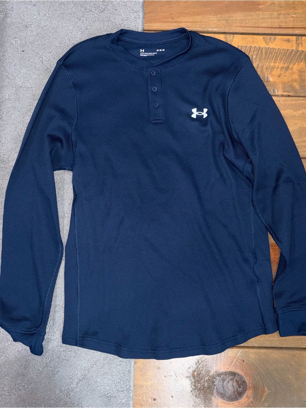 Under Armour Navy Waffle-Knit Henley Shirt